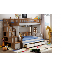 Wooden White Bunk Bed Without Cabinet - Mattress BB012