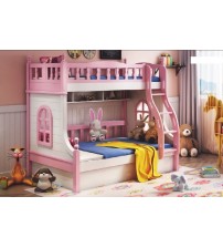 Wooden White Bunk Bed Without Cabinet - Mattress BB012