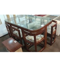 Space Saving Wooden Glass Top Dining Table DT650G4 (4 Chairs + 1 Table)