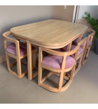 Space Saving Wooden Top Dining Table DT650W (4 Chairs + 1 Table)