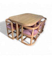 Space Saving Wooden Top Dining Table DT650W (4 Chairs + 1 Table)